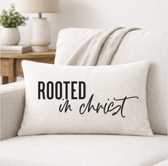 Rooted in Christ – Faith-Inspired Linen Throw Pillow