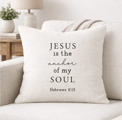 Anchor of My Soul – Faith-Inspired Linen Throw Pillow