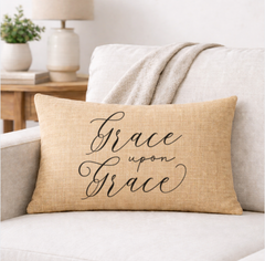 Grace Upon Grace – Faith-Inspired Linen Throw Pillow