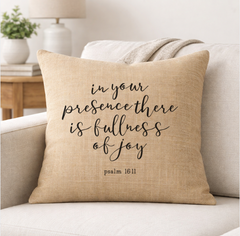 Psalm 16:11 – Faith-Inspired Linen Throw Pillow