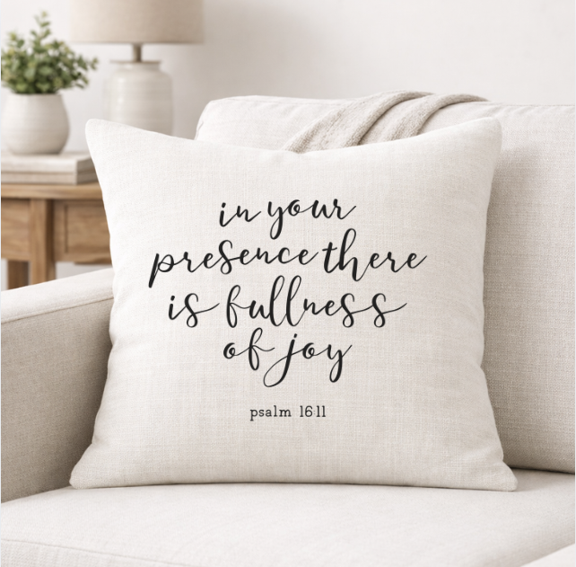 Psalm 16:11 – Faith-Inspired Linen Throw Pillow