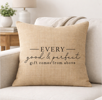 Every Good and Perfect Gift – Faith-Inspired Linen Throw Pillow