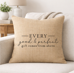 Every Good and Perfect Gift – Faith-Inspired Linen Throw Pillow