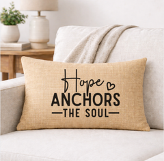 Hope Anchors the Soul – Faith-Inspired Linen Throw Pillow