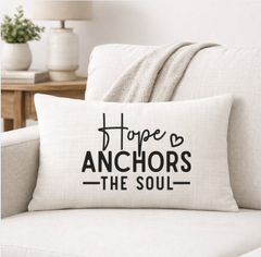 Hope Anchors the Soul – Faith-Inspired Linen Throw Pillow