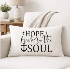Hope Anchors the Soul – Faith-Inspired Linen Throw Pillow
