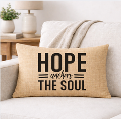 Hope Anchors the Soul – Faith-Inspired Linen Throw Pillow