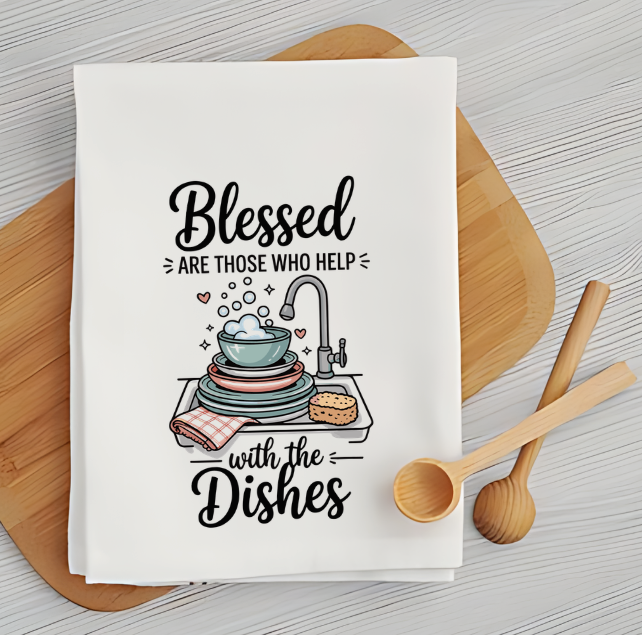 Blessed Help with Dishes - Tea Towel