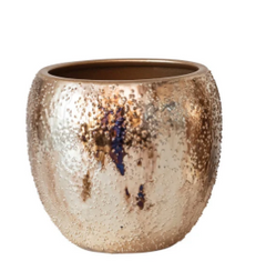 Textured Metal Planter, Antique Gold Finish