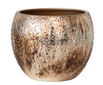 Textured Metal Planter, Antique Gold Finish
