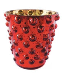 Embossed Recycled Mercury Glass Tealight/Votive Holders, Red