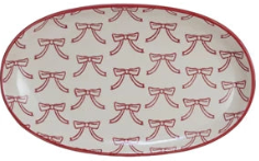 Hand-Stamped Stoneware Plate w/ Holiday Pattern, 3 Styles