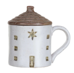 Stoneware House Shaped Mug w/ Lid, 2 Styles