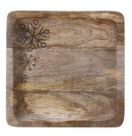 Mango Wood Trays w/ Laser Etched Snowflakes, 2 Sizes