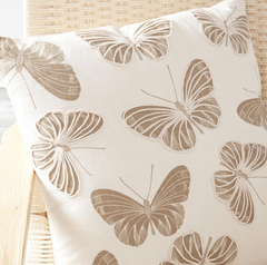 Cream Pillow with Tan Butterflies