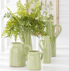 Green Ceramic Crackled Pitchers