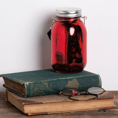 Lighted Red Mercury Glass Lantern