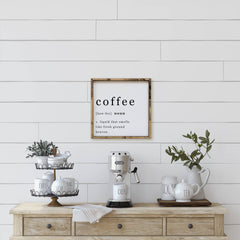 Coffee Noun Wood Sign: Black