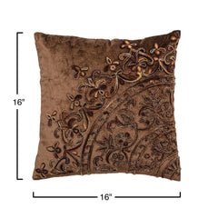 Embroidered Velvet Pillow
