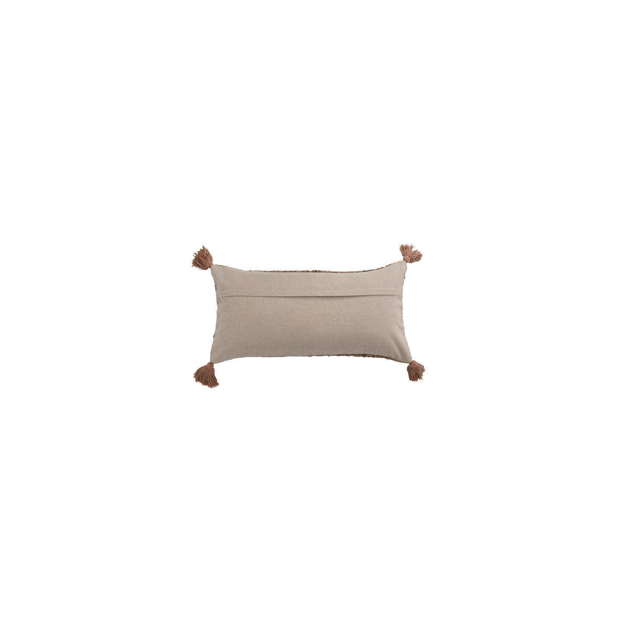 Woven Cotton Striped Lumbar Pillow with Chambray Back &amp; Tassels