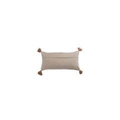 Woven Cotton Striped Lumbar Pillow with Chambray Back & Tassels