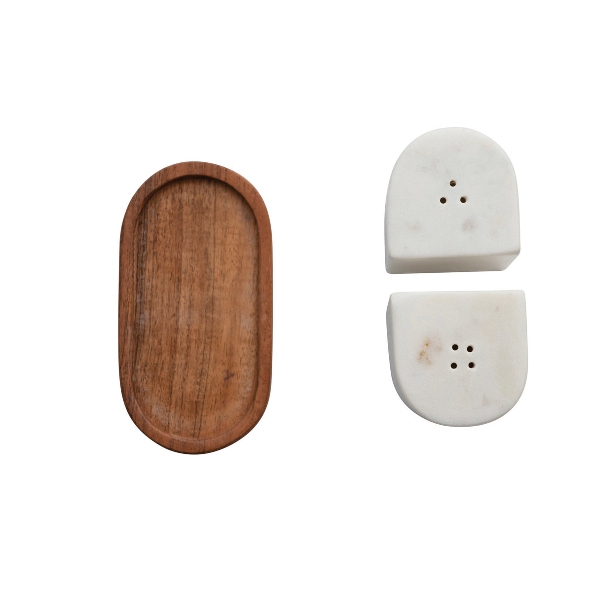 Marble Salt &amp; Pepper Shakers w/ Tray