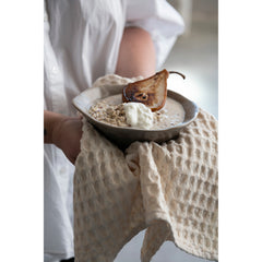 Stonewashed Cotton Waffle Weave Dish Cloths, Natural Set