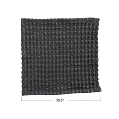 Stonewashed Cotton Waffle Weave Dish Cloths, Charcoal Color Set of 3