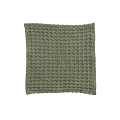 Stonewashed Cotton Waffle Weave Dish Cloths, Green Set