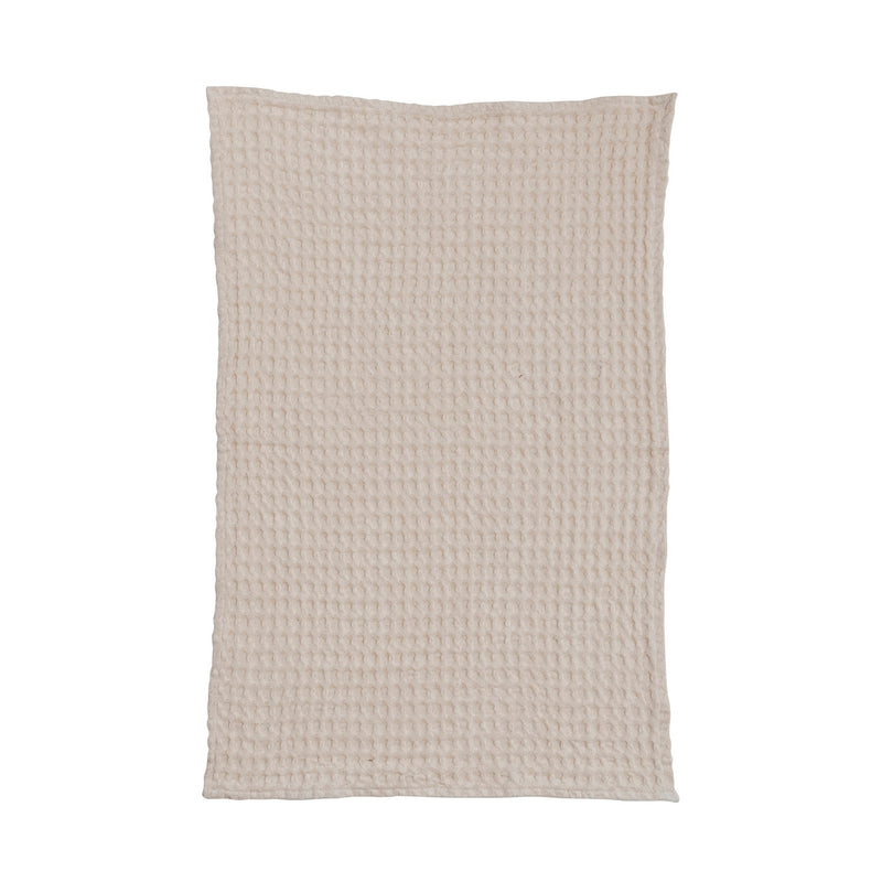 Stonewashed Cotton Waffle Weave Tea Towel, Natural Color