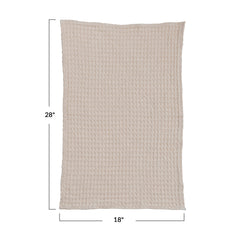 Stonewashed Cotton Waffle Weave Tea Towel, Natural Color