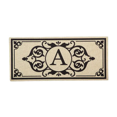 Cambridge Monogram Burlap Sassafras Switch Mat, Letters A-Z, 22" X 10"