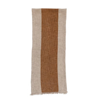 Cotton &amp; Linen Table Runner w/ Stripe &amp; Fringe