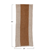 Cotton &amp; Linen Table Runner w/ Stripe &amp; Fringe