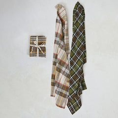 Cotton Printed Plaid Tea Towels, Set of 3