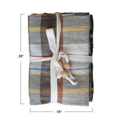 Cotton Printed Plaid Tea Towels, Set of 3