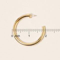 14K Gold Dipped Post Hoop Earrings