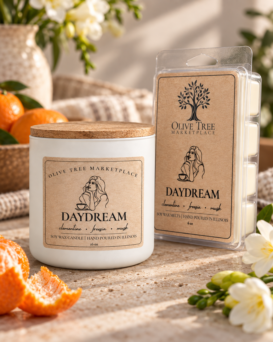 Daydream Simply Elegant candle and wax melt packaging detail