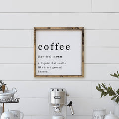 Coffee Noun Wood Sign: Black