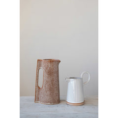 Stoneware Pitcher with Reactive Glaze