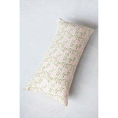 Cotton Lumbar Pillow with Floral Pattern