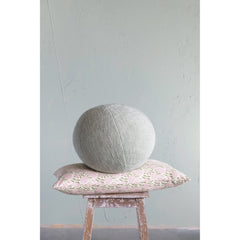 Cotton Lumbar Pillow with Floral Pattern