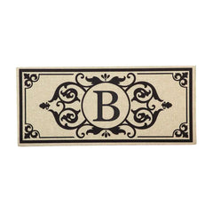 Cambridge Monogram Burlap Sassafras Switch Mat, Letters A-Z, 22" X 10"