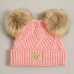 Baby Criss-Cross Beanie with Double Pom-Pom