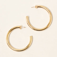 14K Gold Dipped Post Hoop Earrings