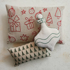 Ornament Shaped Pillow w/ Embroidery