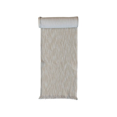 Woven Cotton Slub Table Runner w/ Metallic Gold Thread & Fringe, Natural