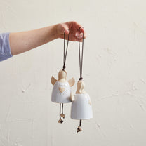Stoneware Angel Bell &amp; Cotton Rope Hanger