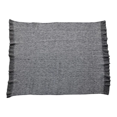 Brushed New Zealand Wool Striped Throw w/ Ruffled Edge