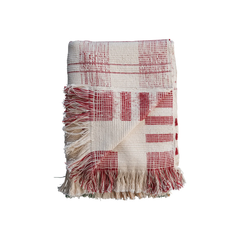 Textured Woven Cotton Throw w/ Fringe, Multi Color Plaid
